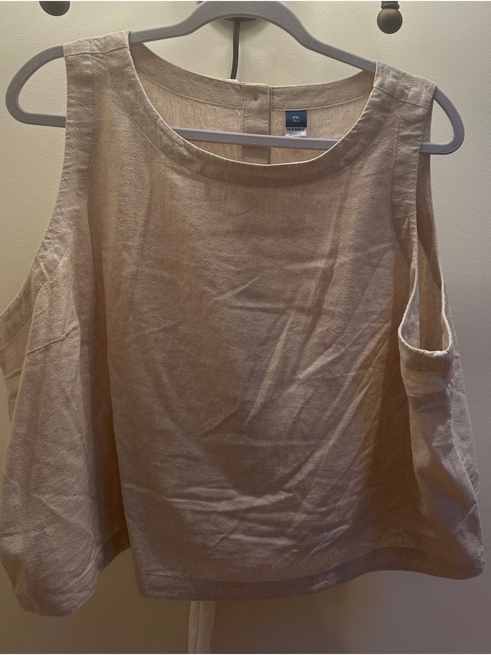 Old Navy Beige Sleeveless Linen-Blend Crop Top